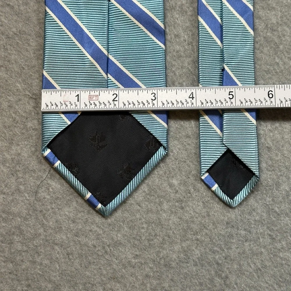 Brooks Brothers 346 Silk Tie Aqua Blue Stripe Repp Classic Mens Necktie 59x3.25